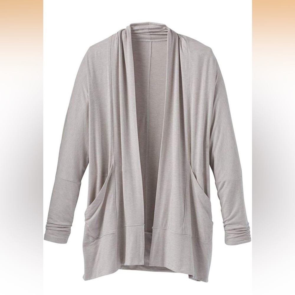 Prana Foundation Wrap Sweater Light Grey Heather XS Modal